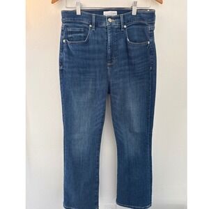 Loft The Kick Crop Flare Jeans Size 29/8 Blue High Rise Denim